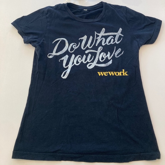 WeWork Do What You Love Black Slim Fit Vintage T-Shirt - Picture 2 of 5